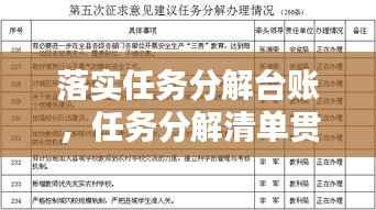 落实任务分解台账,任务分解清单贯彻落实情况汇报