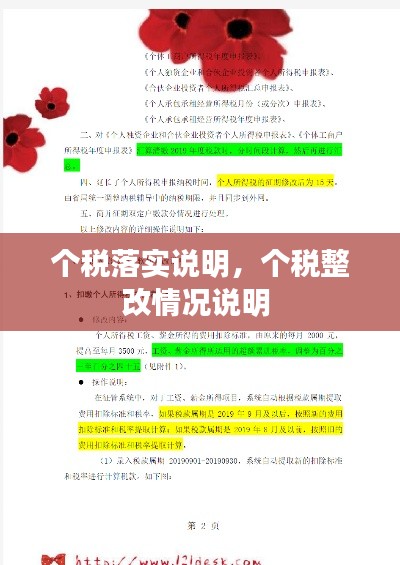 个税落实说明,个税整改情况说明