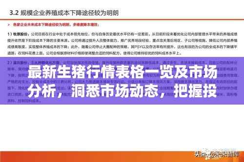 最新生猪行情表格一览及市场分析，洞悉市场动态，把握投资机会！