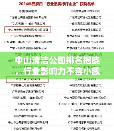 中山清洁公司排名揭晓,行业影响力不容小觑
