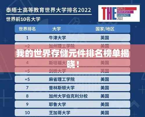 我的世界存储元件排名榜单揭晓!